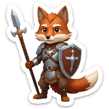 valorous Viking fox in Valhalla, detailed armor, heroic pose, glowing sky sticker