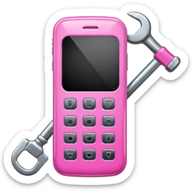 pink cellphone with a wrench sticker
