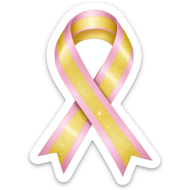 Create an emoji with light yellow glitter around a light pink ribbon in the iPhone emoji style. sticker