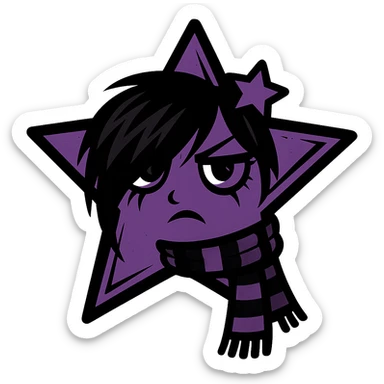 emo star, black and purple, expressive and stylish sticker