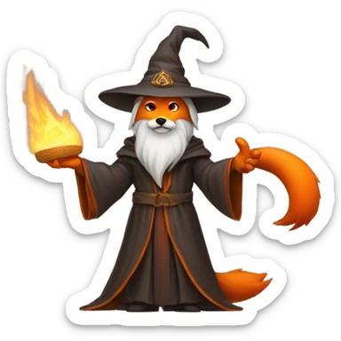 (wizard) holding  (fire fox) sticker