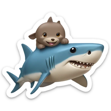 Blue Shark with a happy Capybara sitting on its back sticker