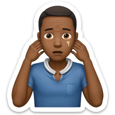 make a photo of a black man who is choking himself with his hands but his hands are on his neck sticker