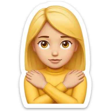 girl emoji with arms crossed over neck  sticker