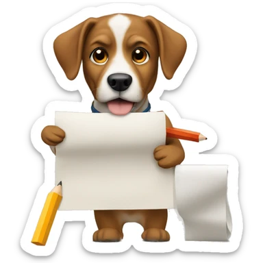 A dog doing an architecture project for college sticker