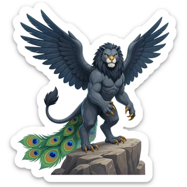 Mythological Fantasy-Peacock-Gryphon-Griffin-animal-hybrid-creature sticker