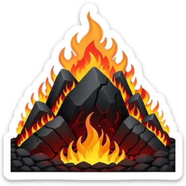 hell view with Red and black with fire with coal sticker