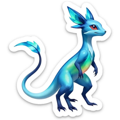 Colorful Iridescent Exotic Salandit-Aurorus-Glaceon-Fakémon-hybrid-creature (full body)  sticker