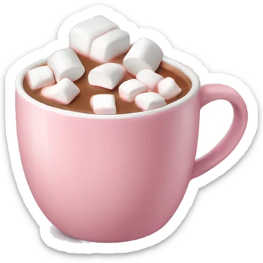 Light Pink mug of hot chocolate with marshmallows  sticker