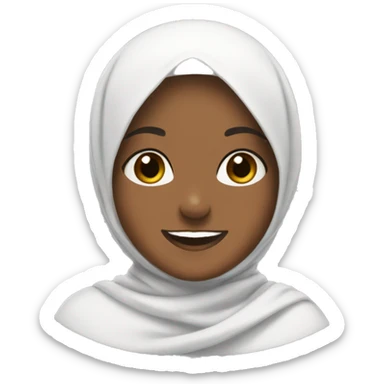 A brown-skinned girl wearing a white hijab smiles sticker