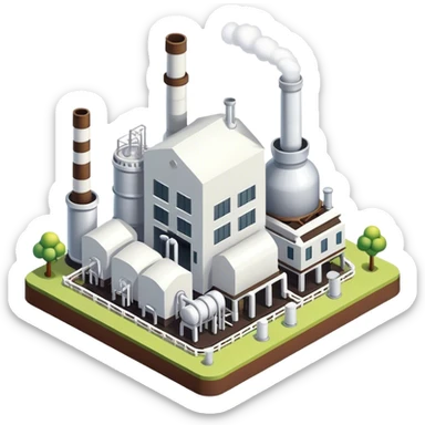Isometric small white sugar factory  sticker