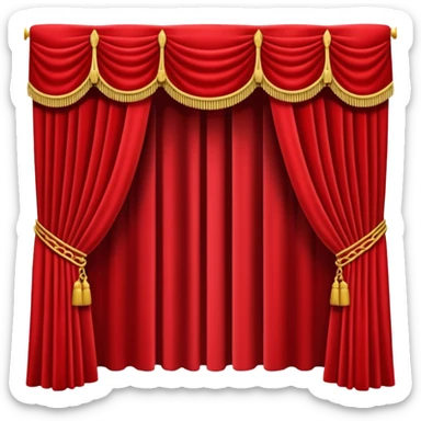 Simple, opened red theatre curtains with black background  sticker
