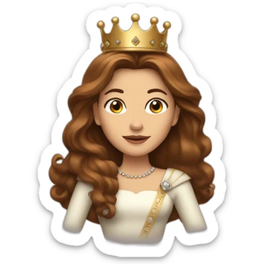 Queen with long brown Hair and crown sticker