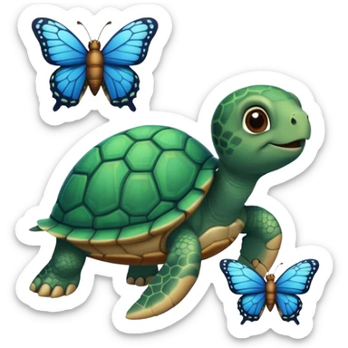 Cute turtle with butterfly  sticker