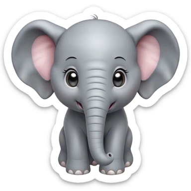 Cinematic Comical Baby Elephant Portrait Emoji, Head tilted dramatically with an exaggeratedly amused expression, featuring a striking soft gray hide with oversized, quirky ears and wide, expressive eyes full of playful disbelief, Simplified yet hilariously expressive features, highly detailed, glowing with a slightly sassy glow, high shine, dramatic yet playful, stylized with an air of cheeky mischief, bright and endearing, soft glowing outline, capturing the essence of a spirited and over-the-top baby elephant, so meme-worthy it feels like it could trumpet its way into internet fame instantly! sticker
