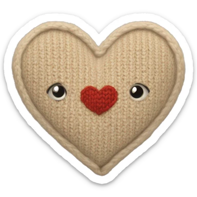 Knitted beige heart with a D sticker