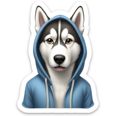 realistic husky full body in a hoody  sticker
