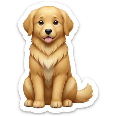 cinematic-[golden retreiver]-realistic-full-body-sitting-emoji,-tail-resting-loosely-beside-its-paws,-head-tilted-dramatically,-sleek-[golden]-fur,-simplified-yet-realistic-focused-features,-highly-detailed,-glowing-with-an-almost-sarcastic-glow sticker