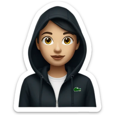 Lacoste bag girl with black lacoste hoodie sticker