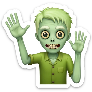 friendly green zombie waving hand saying hello sticker