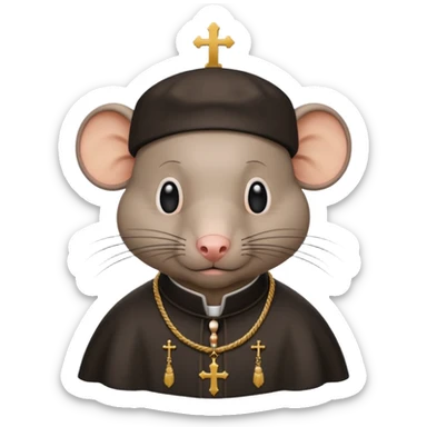A rat with a Catholic tonsure style haircut with a big bald patch in the middle of his head sticker