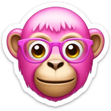 pink monkey with glasses sticker