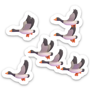 small Canadian geese flying in a classic V formation, lead goose at the right, easily identifiable as Canadian geese, for encouragement sticker