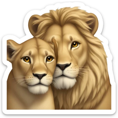 lioness and lion cuddling sticker