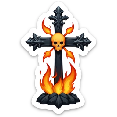 goth cross with a dark flame sticker