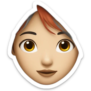 Asian girl with long full bang red hair sticker