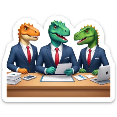 dinosaurs working in an office sticker
