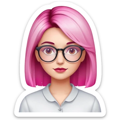 woman with gradient hair from dark to pink with glasses sticker