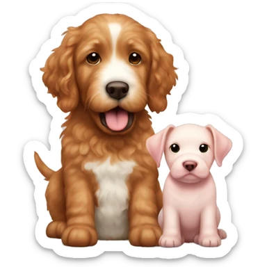 A red golden doodle, white Labrador and a brown white piglet sticker