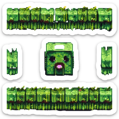 maximum blocky ultra-abstract pixel art Minecraft grass block emoji with only 2-4 large square pixels sticker