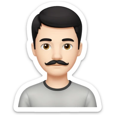 Very handsome white skin Teenboy with medium Short black hair and mustache sticker