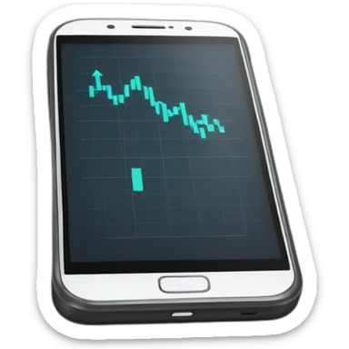 a black smartphone showing a graph going up sticker
