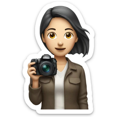 asian woman holding a nikon camera sticker
