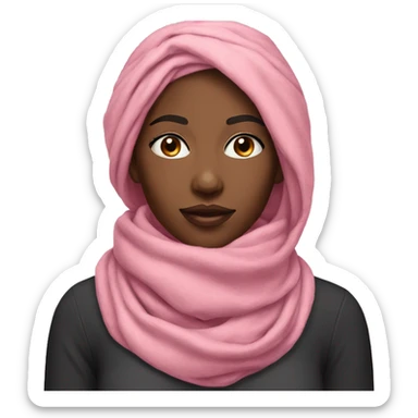 Pink winter pretty black woman with pink neck scarf  sticker