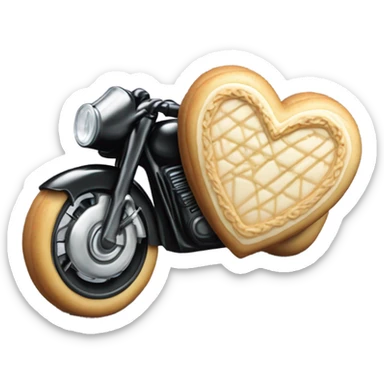 cookie heart with black motorbike  sticker