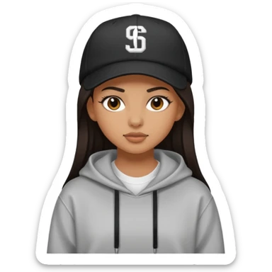 A girl with streatwear style and straight dark hair with tan skin sticker