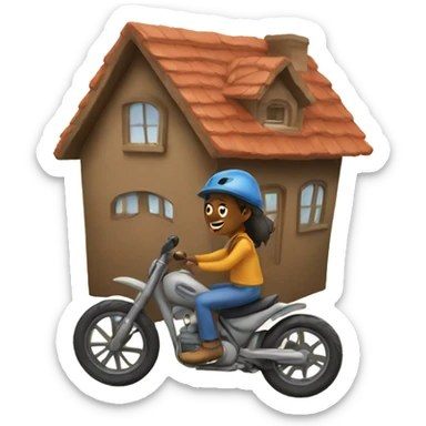 Dee riding a house sticker