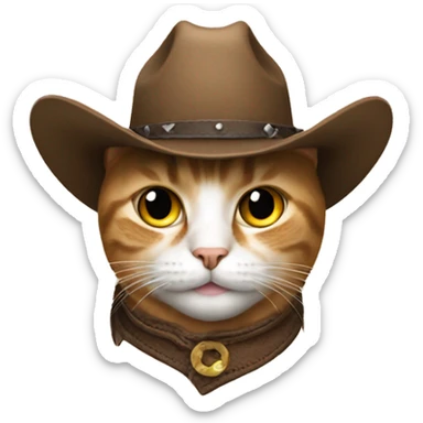 Cat wearing a cowboy hat sticker