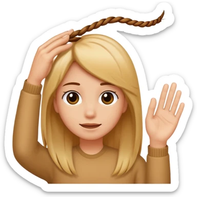close-up of fingers touching a strand of hair, iOS emoji style sticker