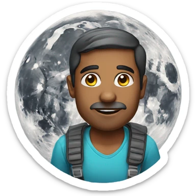indian man on moon  sticker