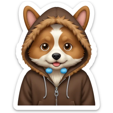 Dog wearing hoodie sticker