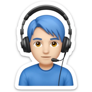 Créame un personaje de Blu strike tipo gamer con audífono y resolución HD sticker