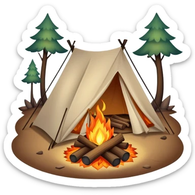 campfire next to a tent sticker