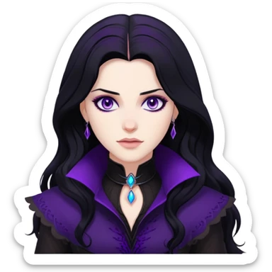 Yennefer from Witcher with black hair and purple eyes sticker
