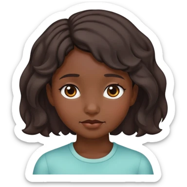 Girl showing shyness, dark skin tone, short wavy hair sticker