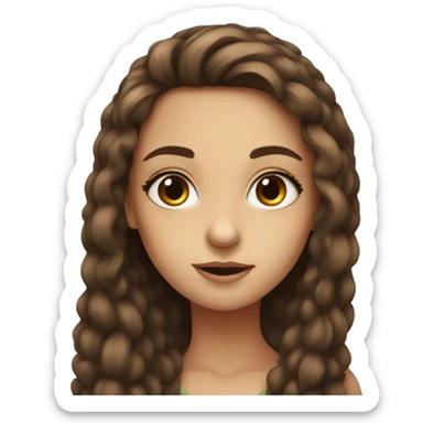 girl with long brown hair, long eye lashes, gorgeous sticker